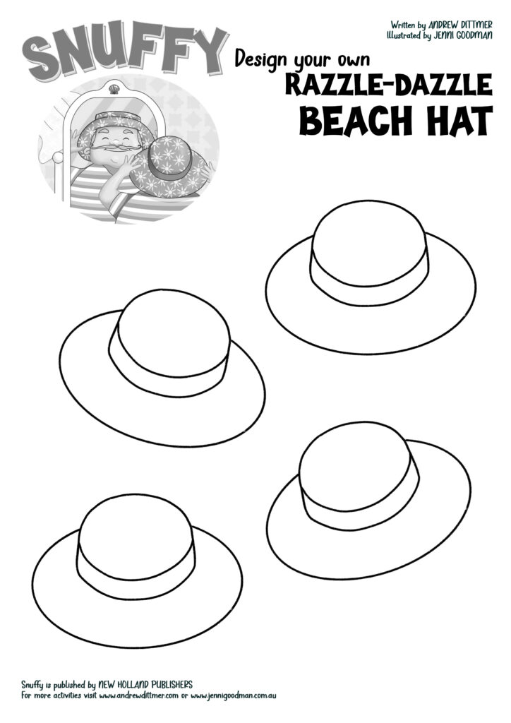 Design your own razzle-dazzle beach hat colouring-in activity