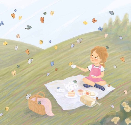 Butterfly Girl page illustrated by Arielle Li